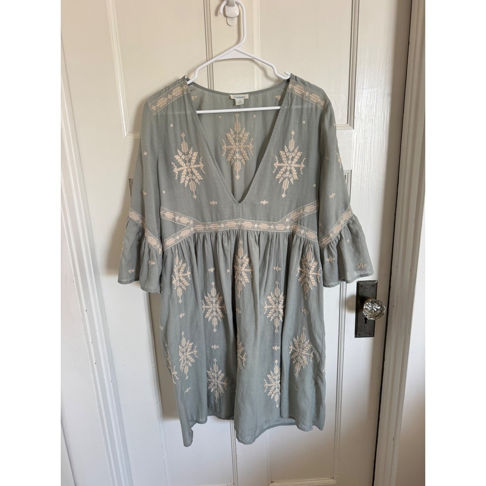 Sundance blue gray embroidered dress size small